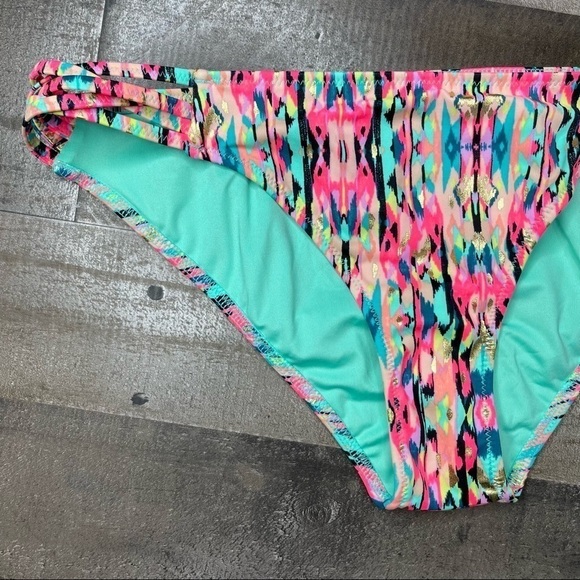 NWOT Shade & Shore Multicolored Strappy Bikini Bottom Medium - Picture 2 of 8